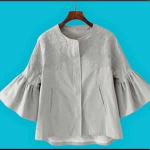 ZARA Wool Zip-up Embroidered Jacket